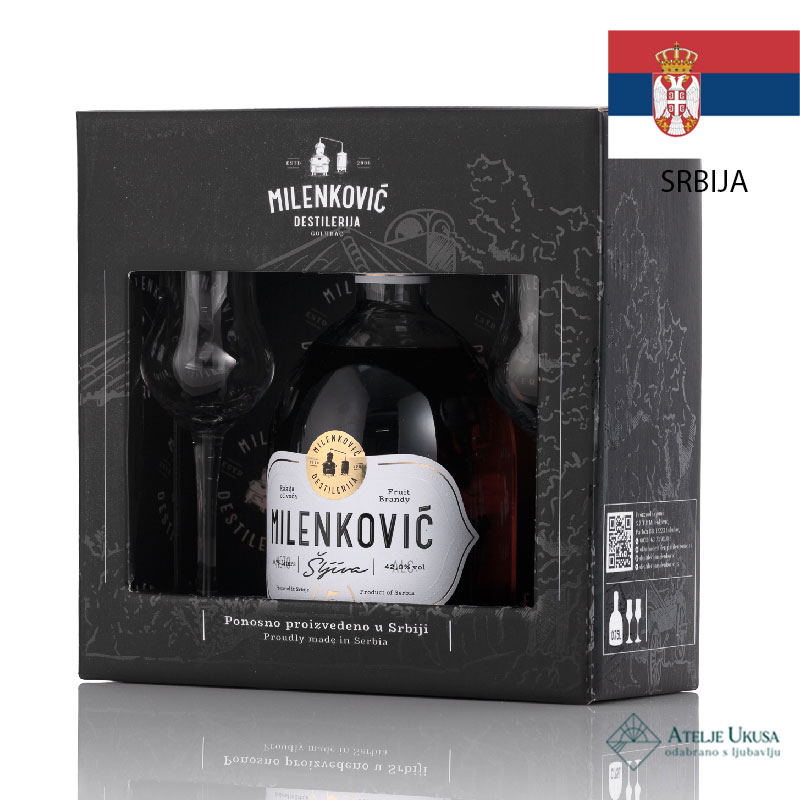 Milenkovic Rakija Od Šljiva 5god. 0.7l + 2 čaše